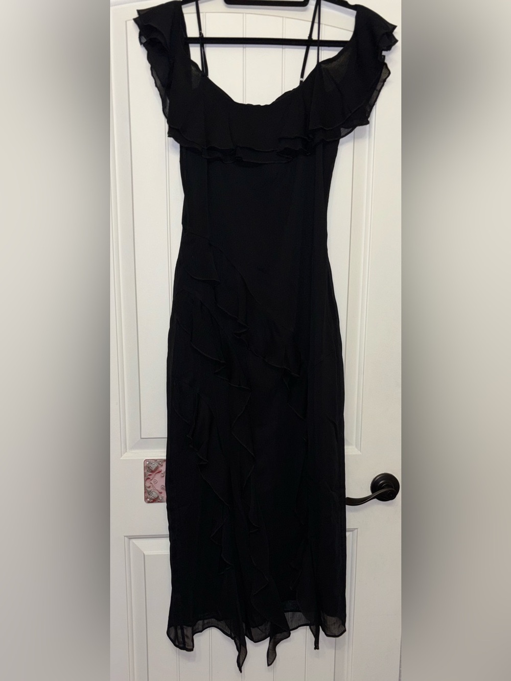 Black Ruffle Midi Dress
